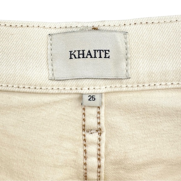 KHAITE Wendell Jean in Ivory - Cream White Brown Stitching Trim Jeans sz 25 - Picture 8 of 16